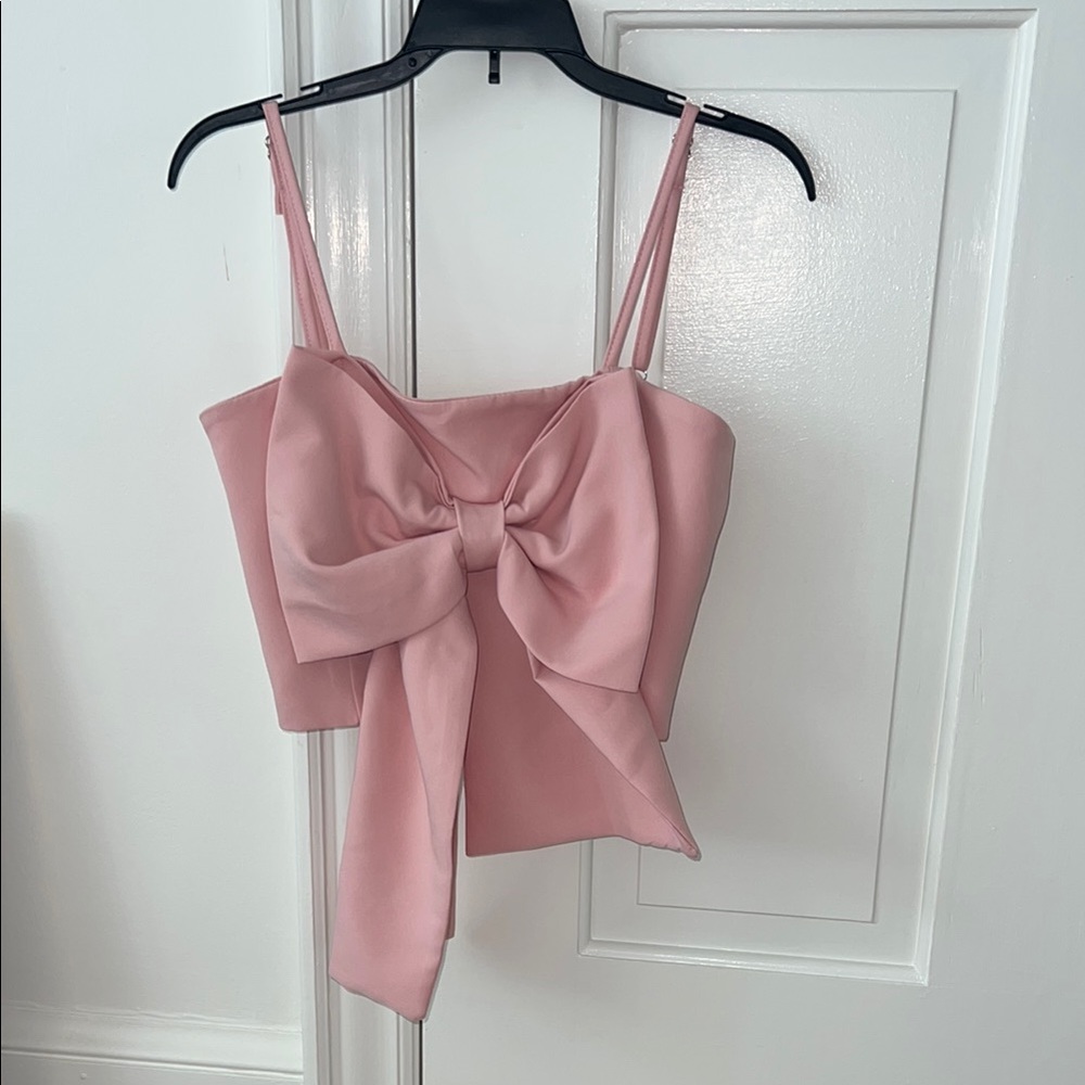 Blush Pink Bow Front Top with Adjustable Straps